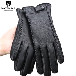 Fashion Sheepskin Sensitive Touch Gloves Black Women's Leather Gloves, Keep Warm Winter Gloves for Touch Screens-2265