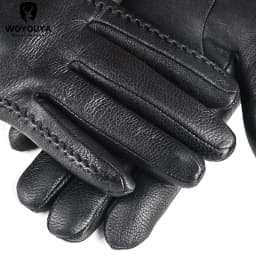 Fashion Sheepskin Sensitive Touch Gloves Black Women's Leather Gloves, Keep Warm Winter Gloves for Touch Screens-2265
