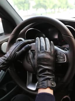 Fashion Sheepskin Sensitive Touch Gloves Black Women's Leather Gloves, Keep Warm Winter Gloves for Touch Screens-2265