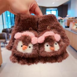 Cute Cartoon Animal Plush Flip Gloves Faux Mink Fur Convertible Half Finger Mittens Soft Warm Winter Gloves For Girls Boy Daily