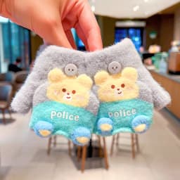 0-3Y Korean Fashion Cartoon Cat Flip Half Finger Gloves For Girls Winter Warm Plush Convertible Mittens Baby Kids Thermal Gloves