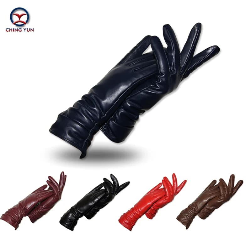 CHING YUN New Women Genuine Leather Gloves Winter Autumn Ladies Fashion Brand Sheepskin Thicken Arm Sleeve Warm Leather YV01