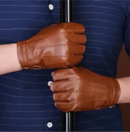 Men's Semi-finger 100% genuine sheepskin leather gloves male natural leather fingerless riding fitness sports gloves R290