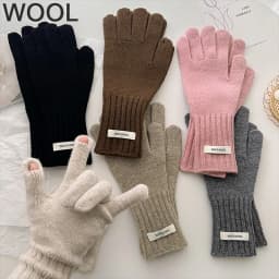 Women 100% Wool Knitted Warm Gloves Autumn Winter Fingerless Gloves Girls Fashion Casual Accessories Mittens Touch Screen Gloves