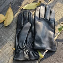 Men's Sheepskin Driving Gloves Solid Color Plus Velvet Touch Screen Fashion Ripple Riding Motorcycle Gloves