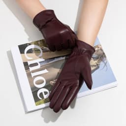 New women's Sheepskin Gloves Winter Velvet Warm Grey Beige Fashion Bow Windproof Riding Driving Gloves Autumn