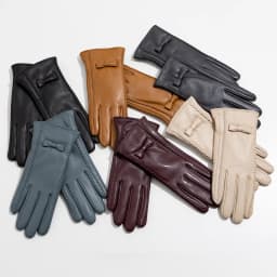 New women's Sheepskin Gloves Winter Velvet Warm Grey Beige Fashion Bow Windproof Riding Driving Gloves Autumn