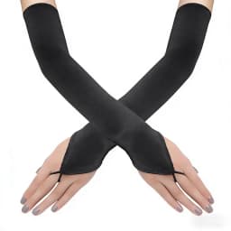 48cm Vintage 1920s Fingerless Satin Party Gloves Bride Dress Dinner Costume Accessories Stretch Opera Black Women Long Gloves