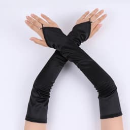 48cm Vintage 1920s Fingerless Satin Party Gloves Bride Dress Dinner Costume Accessories Stretch Opera Black Women Long Gloves