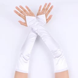 48cm Vintage 1920s Fingerless Satin Party Gloves Bride Dress Dinner Costume Accessories Stretch Opera Black Women Long Gloves