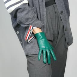LONG GLOVES Faux Leather Sheepskin 16" 40cm Kelly Green Forest Emerald Touchscreen LLDLLNT