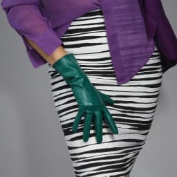 LONG GLOVES Faux Leather Sheepskin 16" 40cm Kelly Green Forest Emerald Touchscreen LLDLLNT
