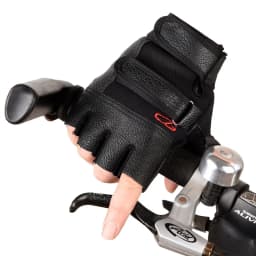 Men's Half Finger Leather Fitness Gloves Bike Sport Gloves Gym Exercise Men Black Rivets Punk Gloves G135