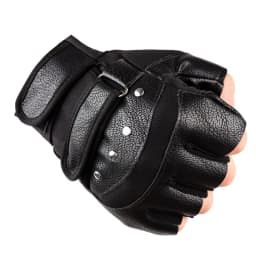 Men's Half Finger Leather Fitness Gloves Bike Sport Gloves Gym Exercise Men Black Rivets Punk Gloves G135