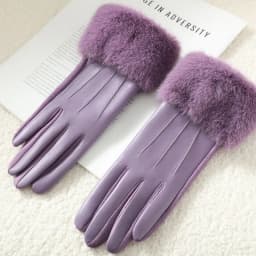 Temperament Women Winter Imitation of Mink Fur Suede Leather Gloves Keep Warm Touch Screen Thickened Add Velvet Fashion Elegant