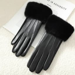 Temperament Women Winter Imitation of Mink Fur Suede Leather Gloves Keep Warm Touch Screen Thickened Add Velvet Fashion Elegant