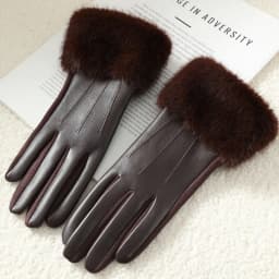 Temperament Women Winter Imitation of Mink Fur Suede Leather Gloves Keep Warm Touch Screen Thickened Add Velvet Fashion Elegant
