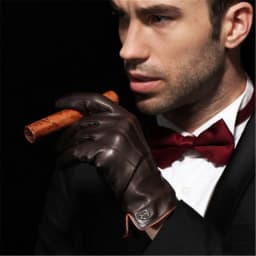 Real Leather Gloves Male Thermal Velvet Lined High Quality Autumn Winter Business Men Sheepskin Gloves Touchscreen EM011NC2