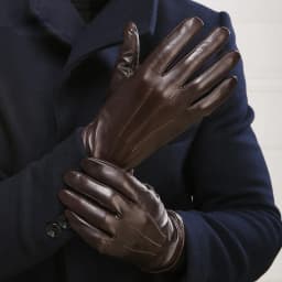 Real Leather Gloves Male Thermal Velvet Lined High Quality Autumn Winter Business Men Sheepskin Gloves Touchscreen EM011NC2