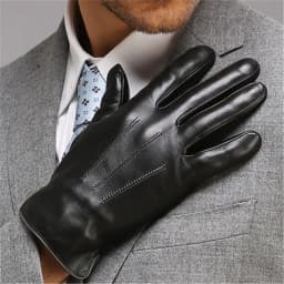 Real Leather Gloves Male Thermal Velvet Lined High Quality Autumn Winter Business Men Sheepskin Gloves Touchscreen EM011NC2