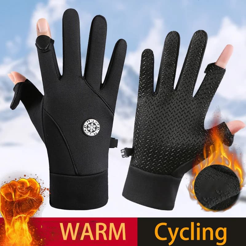 Winter Warm Gloves for Men Autumn Cycling Gloves Motorcycle Outdoor Sports Touch Screen Fleece Water-Repellent Non-slip Gloves