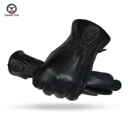 2025 New Winter man deer skin leather gloves male warm soft men's glove black three lines design men mittens sheep hair lining