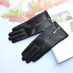 New Touch Screen Women's Sheepskin Gloves Leather Fleece Lined Fashion Zipper Warm Autumn and Winter Outdoor Driving Gloves