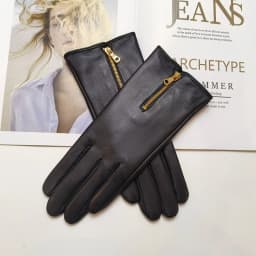 New Touch Screen Women's Sheepskin Gloves Leather Fleece Lined Fashion Zipper Warm Autumn and Winter Outdoor Driving Gloves