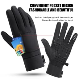 1 Pairs Winter Gloves Mens Touchscreen Non-Slip Unisex Waterproof Windproof Warm Cycling Cold Gloves Fashion Zipper Sports Glove