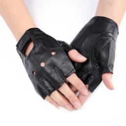 Fashion Dance Motorcycle Rivets Stud Gloves Women Punk Leather Driving Biker Fingerless Mittens Sports Fitness Gloves Black