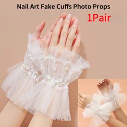 1Pair Manicure Photo Lace Decorative Cuff Double-layer Mesh Horn Sleeve Nail Showing Posing Sleeve DIY Shooting Background Prop