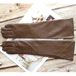 Bickmods Women's New Long Color Leather Gloves Fashionable Straight Style Velvet Lining To Keep Warm In Winter