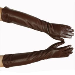 Bickmods Women's New Long Color Leather Gloves Fashionable Straight Style Velvet Lining To Keep Warm In Winter