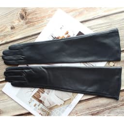Bickmods Women's New Long Color Leather Gloves Fashionable Straight Style Velvet Lining To Keep Warm In Winter