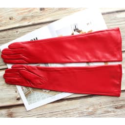 Bickmods Women's New Long Color Leather Gloves Fashionable Straight Style Velvet Lining To Keep Warm In Winter