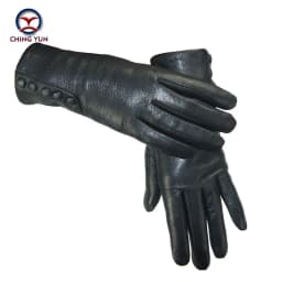 CHINGYUN New Women Genuine Glove Soft Thicken Bow Leather Gloves Winter Autumn Ladies Fashion Brand Black Warm Leather FV02