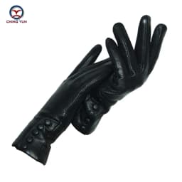 CHINGYUN New Women Genuine Glove Soft Thicken Bow Leather Gloves Winter Autumn Ladies Fashion Brand Black Warm Leather FV02