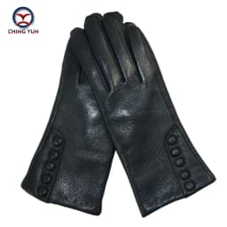 CHINGYUN New Women Genuine Glove Soft Thicken Bow Leather Gloves Winter Autumn Ladies Fashion Brand Black Warm Leather FV02