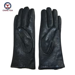 CHINGYUN New Women Genuine Glove Soft Thicken Bow Leather Gloves Winter Autumn Ladies Fashion Brand Black Warm Leather FV02