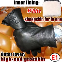 Deerskin Goatskin Gloves Men's and Women's Thick Wool Real Fur Touch Screen Natural Leather Winter Windproof Warm Fur Gloves