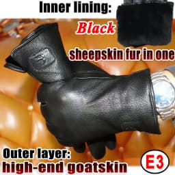 Deerskin Goatskin Gloves Men's and Women's Thick Wool Real Fur Touch Screen Natural Leather Winter Windproof Warm Fur Gloves