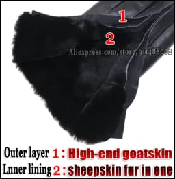 Deerskin Goatskin Gloves Men's and Women's Thick Wool Real Fur Touch Screen Natural Leather Winter Windproof Warm Fur Gloves
