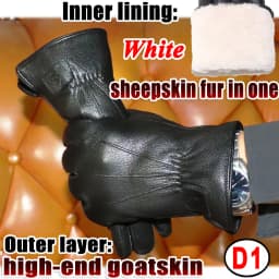 Deerskin Goatskin Gloves Men's and Women's Thick Wool Real Fur Touch Screen Natural Leather Winter Windproof Warm Fur Gloves