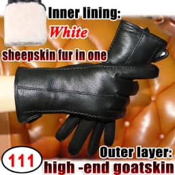 Deerskin Goatskin Gloves Men's and Women's Thick Wool Real Fur Touch Screen Natural Leather Winter Windproof Warm Fur Gloves