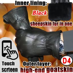 Deerskin Goatskin Gloves Men's and Women's Thick Wool Real Fur Touch Screen Natural Leather Winter Windproof Warm Fur Gloves