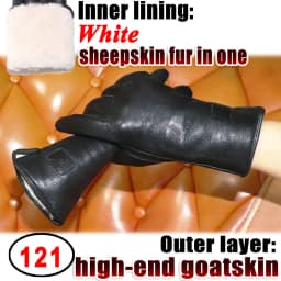 Deerskin Goatskin Gloves Men's and Women's Thick Wool Real Fur Touch Screen Natural Leather Winter Windproof Warm Fur Gloves