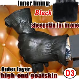 Deerskin Goatskin Gloves Men's and Women's Thick Wool Real Fur Touch Screen Natural Leather Winter Windproof Warm Fur Gloves