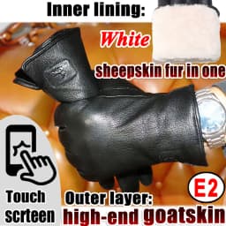 Deerskin Goatskin Gloves Men's and Women's Thick Wool Real Fur Touch Screen Natural Leather Winter Windproof Warm Fur Gloves