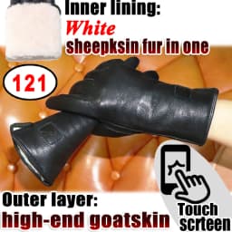 Deerskin Goatskin Gloves Men's and Women's Thick Wool Real Fur Touch Screen Natural Leather Winter Windproof Warm Fur Gloves