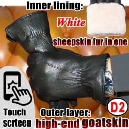 Deerskin Goatskin Gloves Men's and Women's Thick Wool Real Fur Touch Screen Natural Leather Winter Windproof Warm Fur Gloves